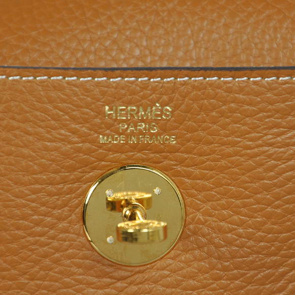 High Quality Replica Hermes Lindy 30CM Havanne Handbags 1057 Camel Leather Golden Hardware - Click Image to Close